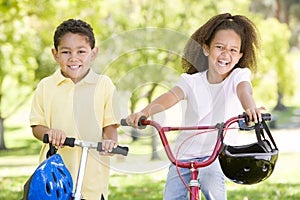 Brother and sister outdoors