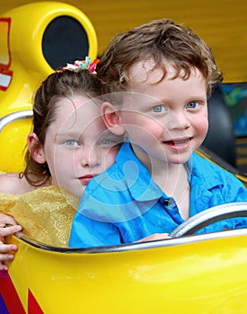 Brother and Sister in Race Car