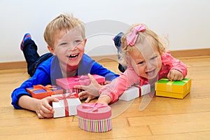 Brother and sister rivalry, sorting presents