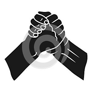 Brotherly handshake icon, simple style