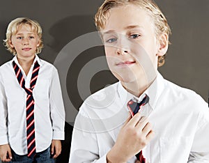 Brothers on Brown Background