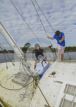 Brothers Explore Wrecked Sailboat