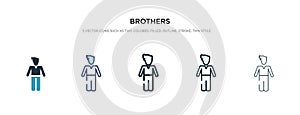 Brothers icon in different style vector illustration. two colored and black brothers vector icons designed in filled, outline,