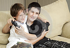 Brothers Playing Video Games