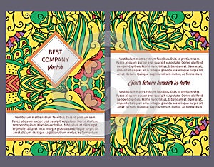 Brouchure design with colorful floral pattern