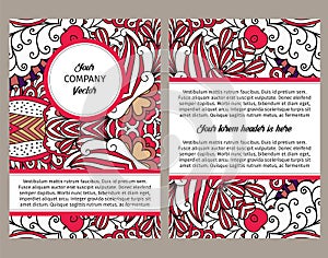Brouchure design with red outline swirls