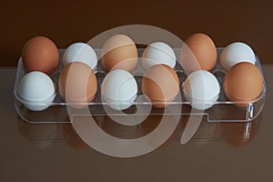 Brovn and white eggs