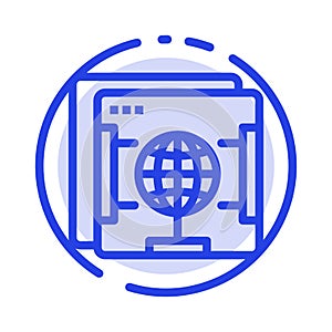Brower, Internet, Web, Globe Blue Dotted Line Line Icon