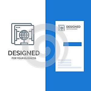Brower, Internet, Web, Globe Grey Logo Design and Business Card Template
