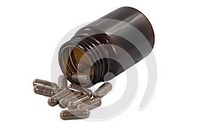 Browm capsule with bottle