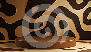Brown Abstract Wall Pattern Podium For Product Presentation Rendering