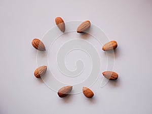 Almonds seed isolated background