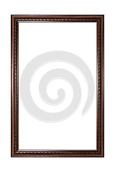 Brown ancient vintage frame isolated on white background