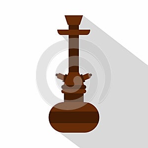 Brown arabic hookah icon, flat style