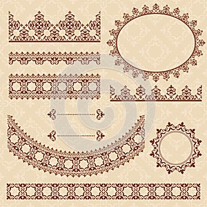 Brown arabic ornamental elements - vector set