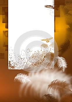 Brown background with feather