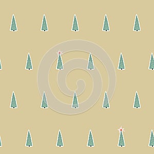 Brown background with fir-tree forest. Seamless simple pattern