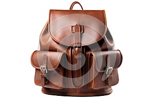 Brown Backpack On White Background