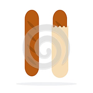 Brown baguette vector flat material design isolated object on white background.