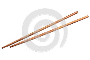Brown bamboo chopsticks isolated on white background. Chopsticks isolated photo