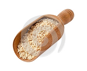 Brown Basmati Wild Rice in a Wooden Scoop