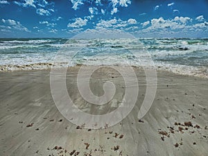 Brown Beach, Aqua Ocean and Blue Sky