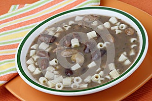 Brown beans soup with macaroni