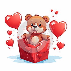 Brown bear cub and heart, a symbol of Valentine\'s Day photo