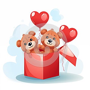 Brown bear cub and heart, a symbol of Valentine\'s Day photo