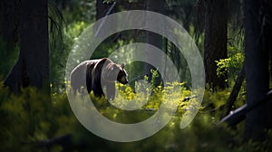 brown bear in a forest environment