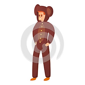 Brown bear pajama icon, cartoon style