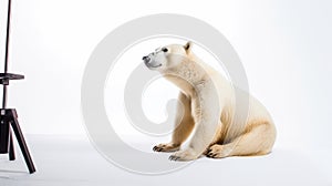 Brown bear sitting on white background