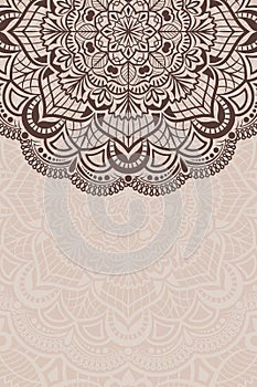 Brown and beige card with floral ornament