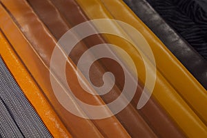 Brown and beige leather samples texture background