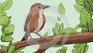 A brown bird perched on a tree branch
