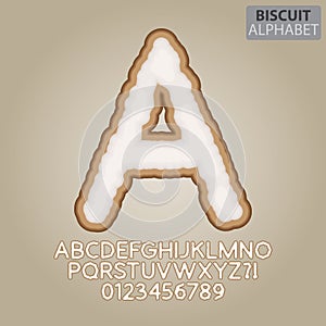 Brown Biscuit Alphabet and Numbers Vector