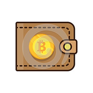 Brown bitcoin wallet photo