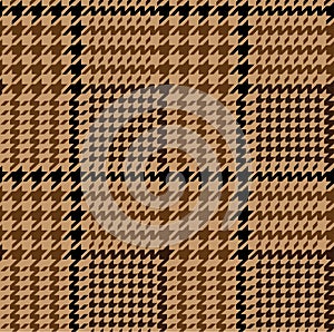 Brown and black houndstooth pattern fabric swatch