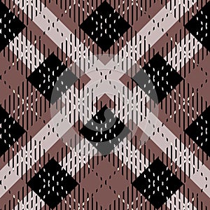 Brown, black and white Scottish Tartan Plaid Seamless Pattern