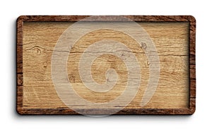 Brown blank wooden sign with dark frame