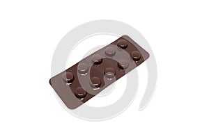 Brown blister pack pills protect light for stability