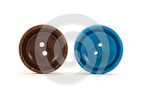 Brown and blue clothes buttons