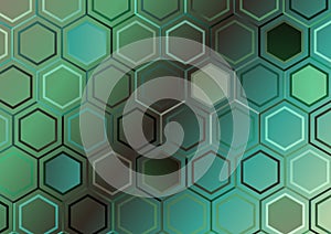 Brown Blue and Green Gradient Hexagon Pattern Background