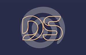 brown blue line alphabet letter DS D S logo combination company icon design
