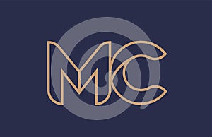 brown blue line alphabet letter MC M C logo combination company icon design photo