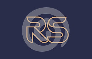 brown blue line alphabet letter RS R S logo combination company icon design