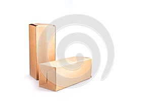 Brown boxs on white background