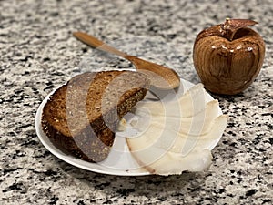 Brown bread with salted lard