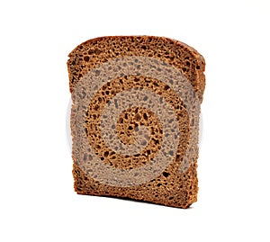 Brown bread slice isolated on white background