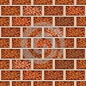 Brown brick wall seamless pattern vector background